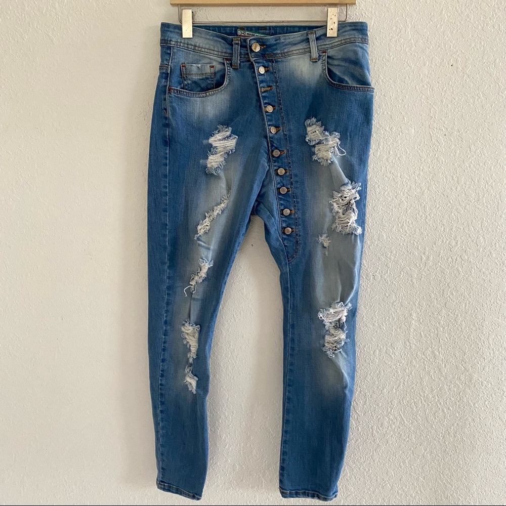 Italian High Waist Ripped Jeans Size 34/48